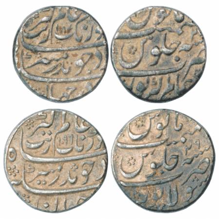 Aurangzeb (1658-1707 AD), Silver Rupee (2), Alamgirpur Mint, AH 1094/RY2x and Sholapur Min