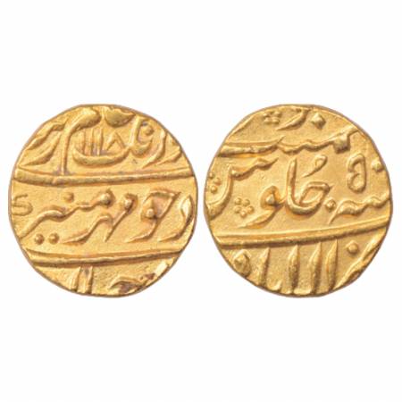 Aurangzeb (1658-1707 AD), Gold Mohur, 11.01g. Allahabad Mint, AH 1118/RY 50, KM 315.9. Ext
