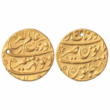 Aurangzeb (1658-1707 AD), Gold Mohur, 10.96g. Aurangabad Mint at top, AH 1076/RY 8, KM 315