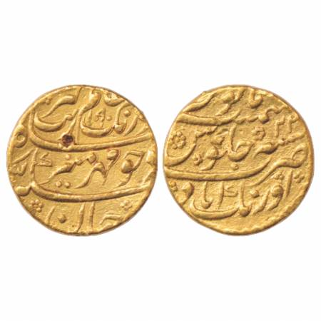 Aurangzeb (1658-1707 AD), Gold Mohur, 10.91g. Aurangabad Mint at bottom, AH 1090/RY 23, KM