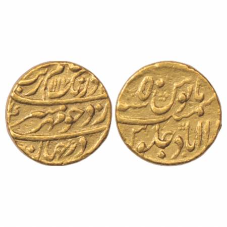 Aurangzeb (1658-1707 AD), Gold Mohur, 11.00g. Azimabad Mint, AH 1117/RY 50, KM 315.12. Ver