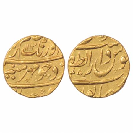 Aurangzeb (1658-1707 AD), Gold Mohur, 10.92g., Dar uz-zafar Bijapur Mint, AH 1113/RY 45, K