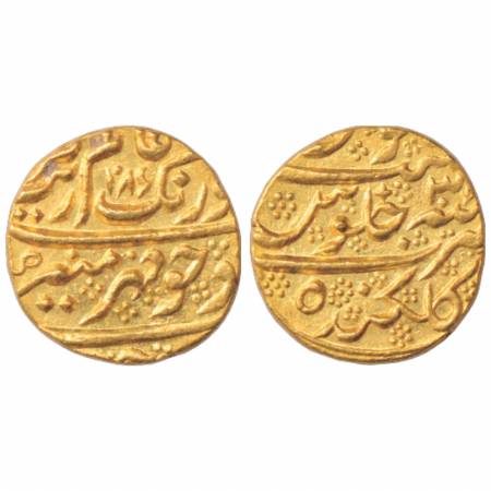 Aurangzeb (1658-1707 AD), Gold Mohur, 11.01g. Golkunda Mint, AH 1086/RY 30, KM 315.18. Ext