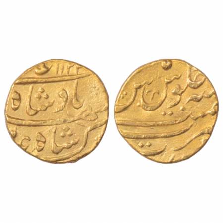 Shah Alam Bahadur (1707 -1712 AD), Gold Mohur, 11.04g, Surat Mint, AH 1122, KM 356.14, Tes