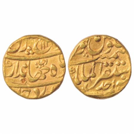 Jahandar Shah (1712-1713 AD), Gold Mohur, 10.87g. Mustaqir ul-Mulk Akbarabad Mint, AH 112x