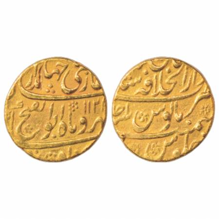 Jahandar Shah (1712-1713 AD), Gold Mohur, 10.93g. Dar ul-Khilafat Shahjahanabad Mint, 'Abu