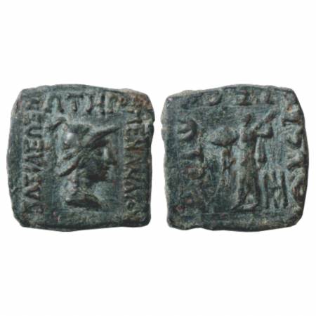 Indo-Greeks, Menander I (155-130 BC), Copper Coin, BN series 23, 5.26g. Obv: Helmeted bust