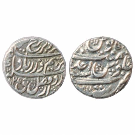 Farrukhsiyar (1713-1719 AD), Silver Rupee, Tatta Mint, AH 1125/RY Ahd, obverse legend arra