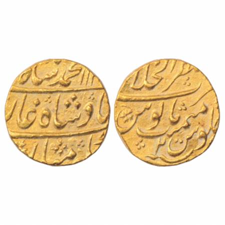 Muhammad Shah (1719-1748), Gold Mohur, Mustaqir al-Mulk Akbarabad Mint at top, AH 11xx/ RY