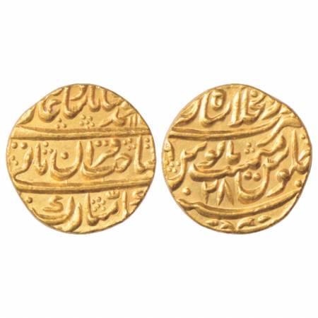 Muhammad Shah (1719-1748 AD), Gold Mohur, 10.83g. Dar ul-Khilafat Shahjahanabad Mint, AH 1