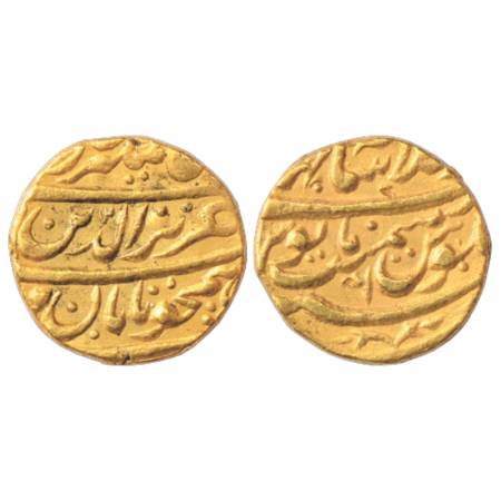 Alamgir II (1754-1759 AD), Gold Mohur, 10.87g. Dar ul-Khilafat Shahjahanabad Mint, RY 6, R