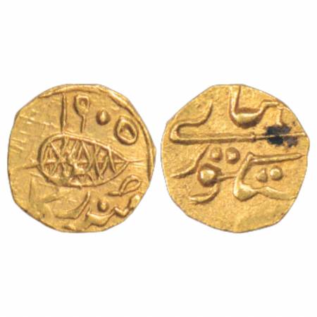 Sikh Empire, Second Anglo Sikh War 1848-1849, Gold Rupee, 0.66g, Multan Mint, struck under