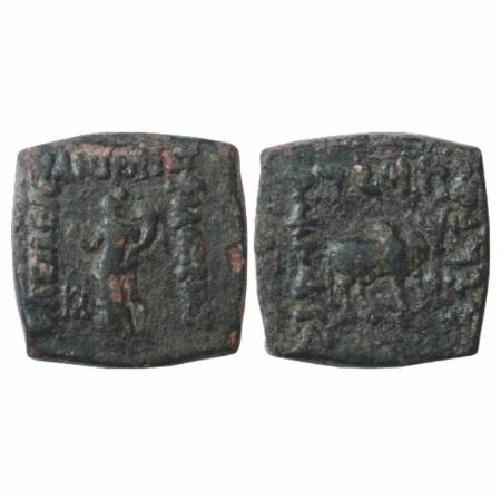 Indo-Greeks, Philoxenos (100-95 BC), Copper Coin, BN series 10, 7.78g. Obv: Goddess standi