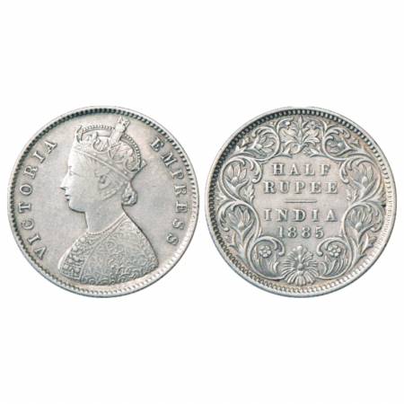 Victoria Empress, Silver ½ Rupee, 1885, Calcutta Mint, A/I/'C' incused, PR 269. Very Fine+