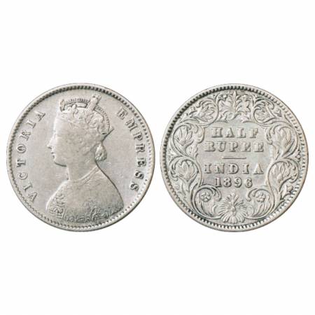 Victoria Empress, Silver ½ Rupee, 1896, Calcutta Mint, A/I/'C' incused, PR 279. About Very