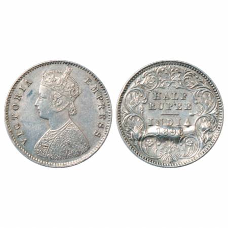Victoria Empress, Silver ½ Rupee, 1896, Calcutta Mint, A/I/'C' incused, PR 279. Planchet s