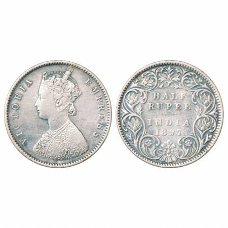 Victoria Empress, Silver ½ Rupee, 1897, Bombay Mint, A/I/'B' incused, PR 305. Very Fine, V