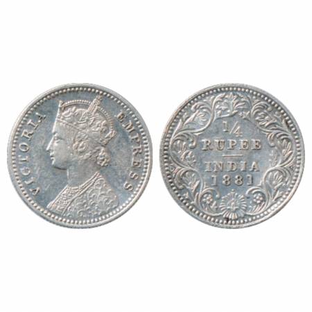 Victoria Empress, Silver ¼ Rupee, 1881, Bombay Mint, C/II/dot, unlisted in PR; S&W 6.263. 