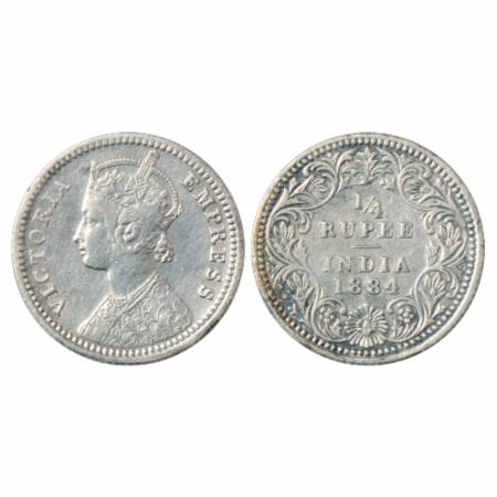 Victoria Empress, Silver ¼ Rupee, 1884, Calcutta Mint, C/II/'C' incused, PR 389. About Ver