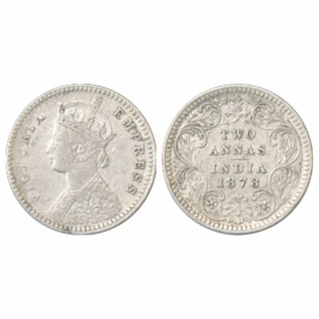 Victoria Empress, Silver 2 Annas, 1878, Calcutta Mint, B/II/no mm, PR 493. Very Fine, Scar