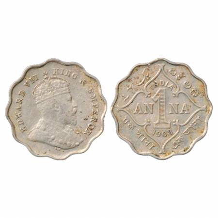 Edward VII, Cupro-Nickel 1 Anna, 1908, Bombay Mint, PR 927. Very Fine+, Scarce.
