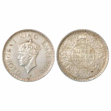 George VI, Silver Rupee, 1938, Bombay Mint, without dot, PR 233. Extremely Fine, Very Scar