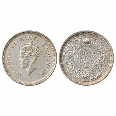 George VI, Half Silver Rupee, 1943, Bombay Mint, Large 3, PR 243. Very Fine, Very Scarce.