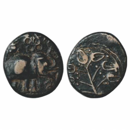 Satavahanas, Arsenical copper 'Elephant' type coin attributed to Kochhiputa Satakani from 