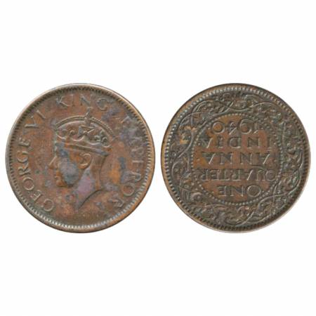 George VI, Copper ¼ Anna, 1940, Calcutta Mint, Head type II, reverse 180º inverted, PR 686