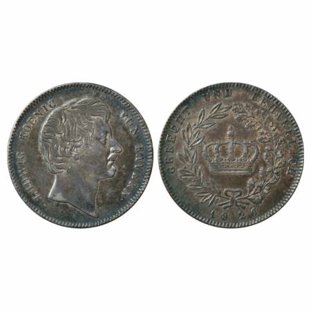 German State-Bavaria, Ludwig I, Silver Kronethaler, 1826, 29.52g. Obv: Portrait bust of Lu