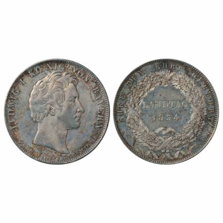 German State-Bavaria, Ludwig I, Silver Thaler, 1834, 27.91g. Sub: Provincial Legislature. 