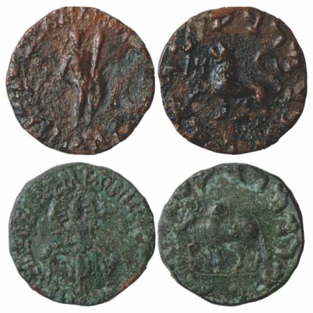 Indo-Scythians, Maues (90-60 BC), Copper Coin (2), (a) ISCH 12.1, 6.90g. Obv: Heracles sta