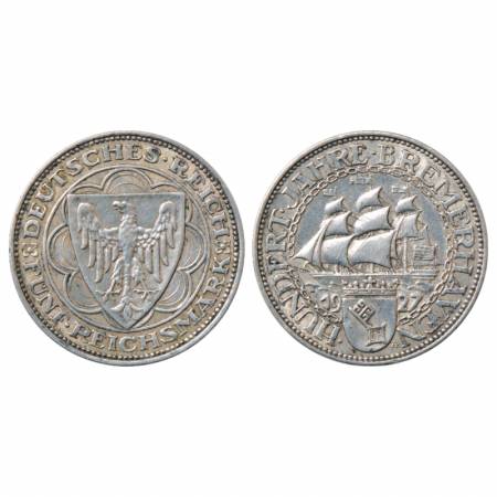 Germany-Weimar Republic, Silver 5 Reichsmark, 1927, 'D' mint mark, 24.70g. Sub: 100th Anni