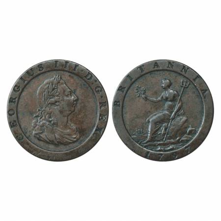 Great Britain, George III, Copper 2 Pence, 1797, 27.22g. Very Fine+, Scarce