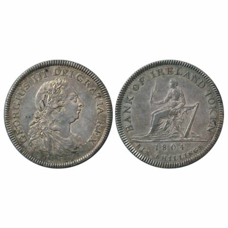 Ireland, George III, Silver 6 Shilling Token, 1804, 26.99g. Obv: Portrait Bust of King. Re