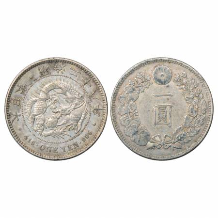 Japan, Mutsuhito, Silver yen, year 28(1895), 26.87g. Obv: Dragon within beaded circle, leg
