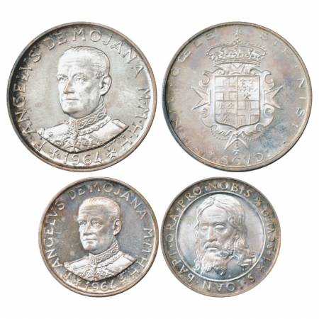 Order of Malta, Silver Proof coin (2), 2 scvdi, 23.89g. and 1 scvdo, 11.90g. 1964,(2 Coins