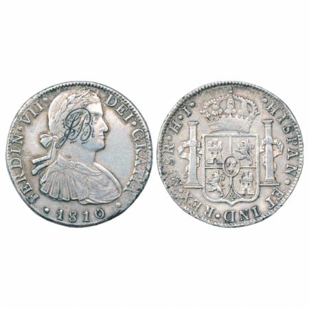 Mexico, Ferdin VII, Silver 8 Reales, 1810 'Mo' mint mark, 26.86g. Obv: Portrait bust of ki