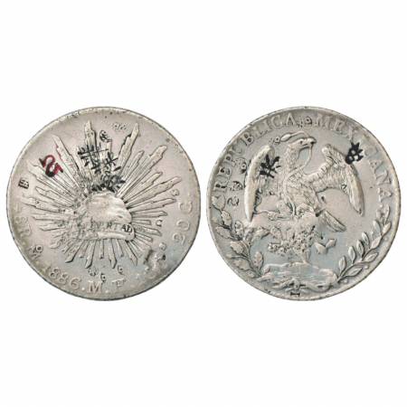 Mexico, Silver 8 Reales, 1886, 26.90g. Mexico City Mint, 'M.H.' mint mark. Obv: Radiant Ca