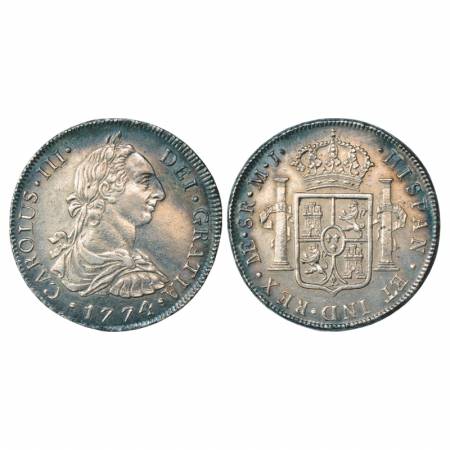 Peru, Carolus III, Silver 8 Reales, 1774, 26.96g. 'M.J.' mint mark. Obv: Portrait bust of 