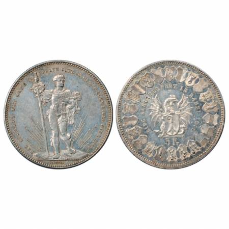 Switzerland, Silver 5 Francs, Commemorative coinage shooting festival mint year 1879, 25.0
