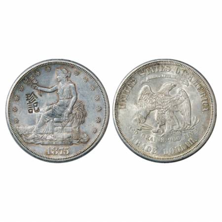 United States of America, Silver Trade Dollar, 1875, 27.19g. With Chinese counter mark. Ab