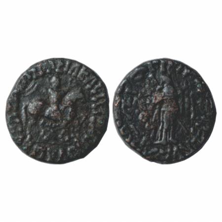 Apracharajas of Bajaur, Aspavarma (10-20 AD), Copper Tetradrachm, ISCH 183.502, 9.95g. Obv