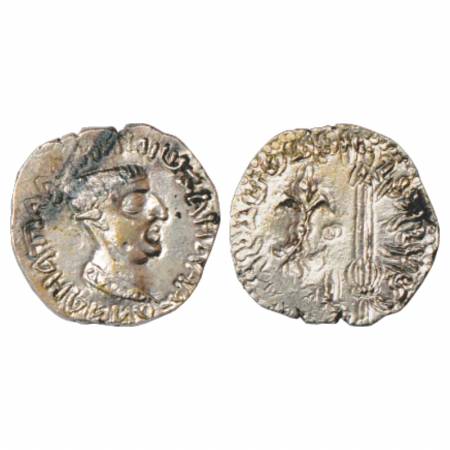 Western Kshatrapas, Kshaharata Dynasty, Nahapana (33-78 AD), Silver Drachm, 2.18g. Obv: Po