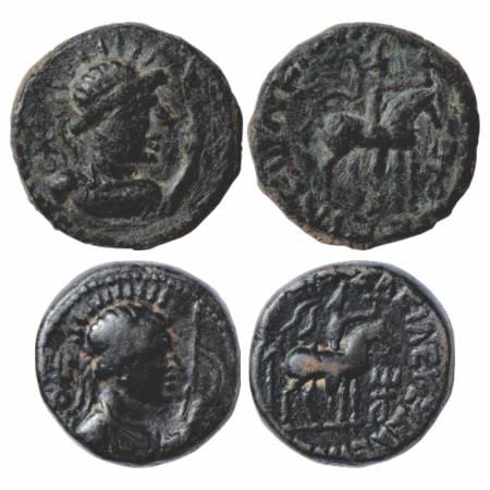 Kushans, Vima Takto 'Soter Megas' (80-110 AD), Bronze Unit (2), Begram type, MAC 2980 and 