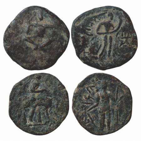 Kushans, Huvishka (200-250 AD), Imitative Copper Coin (2), (a) Similar to MAC 3366-3368, 7