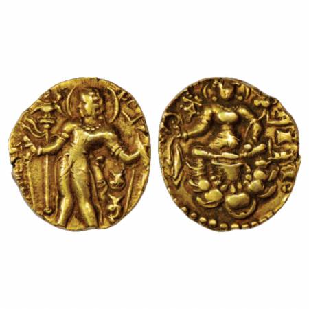 Gupta Empire, Chandragupta II (375-415 AD), Gold Dinar of 'Archer' type, Altekar Class II,