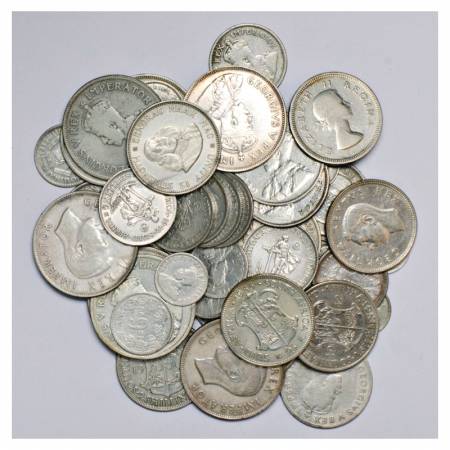 A group of 56 Silver Coins of South Africa, includes 8x 2½ Shillings, 10x 2 Shillings, 1x 