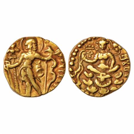 Gupta Empire, Kumara Gupta (415-450 AD), Gold Dinar of 'Archer' type, Altekar Class III, V