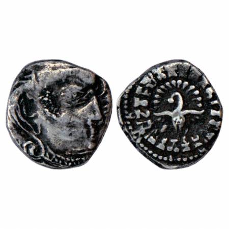 Gupta Empire, Kumara Gupta (415-450 AD), Silver Drachm of 'fan-tailed peacock' or 'Madhyad